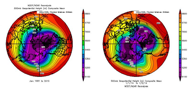 Globe diagram with fairly regular bull's eye pattern and another with irregular shape and two centers